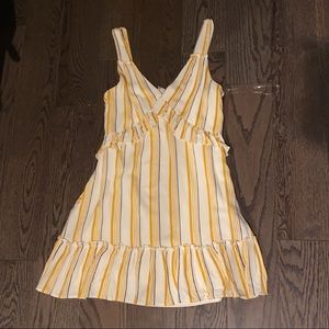 Vestique yellow blue and white stripe dress size S